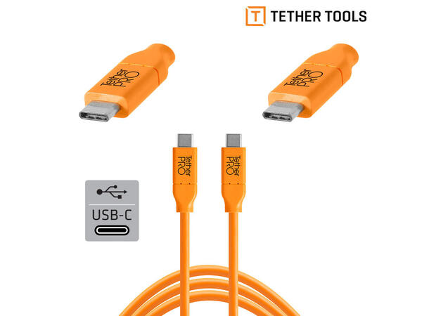 Tetherpro USB-C til USB-C 90cm Hi-vis Oransje 0,9m