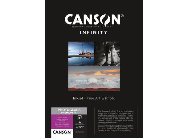 Canson PhotoGloss Premium RC A4 25 ark, 270 gsm