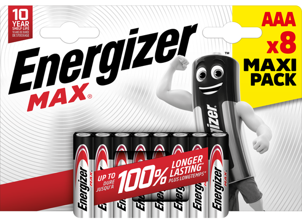 Energizer Max AAA 8 Pack 8 pakning alkaline AAA batteier