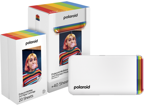 Polaroid Hi-Print Gen 2 E-box m/40 print Skriv ut dine mobilbilder, Hvit farge