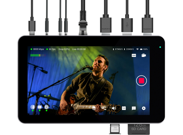 YoloBox Mini Portable Live Stream Studio Alt i ett mix, streaming og monitor