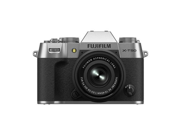 Fujifilm X-T50 kit med XF 15-45mm Sølv Bakbelyst 40.2 megapixel APS-C X-Trans