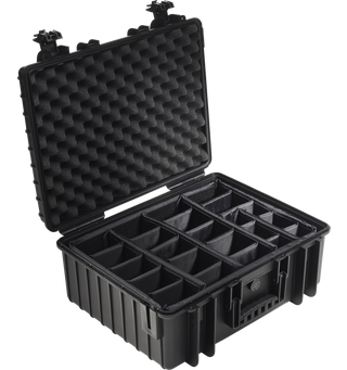 B&W Outdoor Cases 6000, m/Skillevegger Stor og solid hardcase