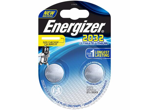 Energizer Batteri Lithium CR2032 2-pakke Energizer 3V spesialbatteri.