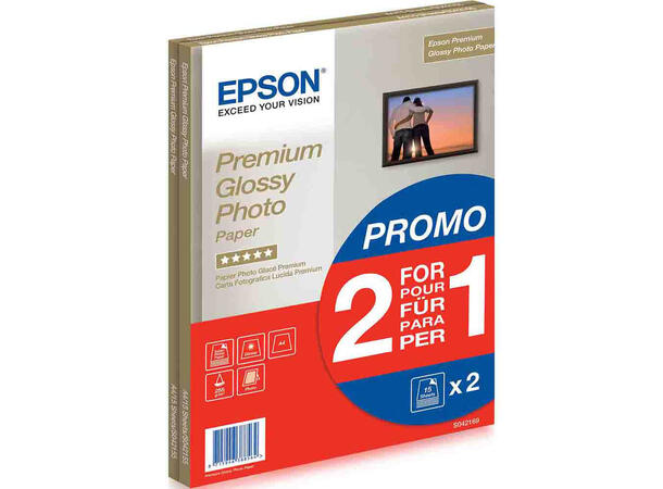 Epson Premium Glossy Photo Paper A4  2i1 2 for 1 30 ark