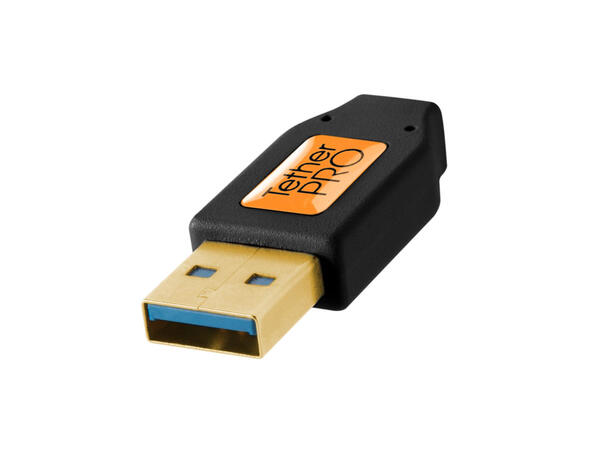 TetherPro USB 3.0 Male to Micro-B Right Angle 4.6m Sort
