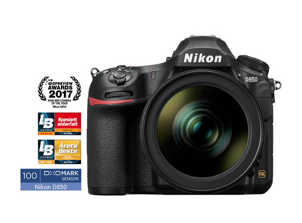 Nikon D850 kit m/ 24-120mm f/4 FX, 45,7 MP, 7bps, ISO 25600, 4K