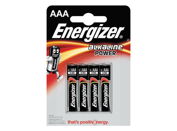 Energizer Batteri Alkaline Power AAA 4 pakning alkaline AAA batteier
