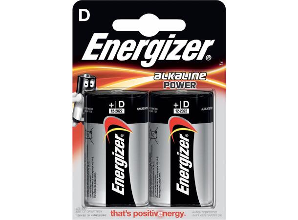 Energizer Batteri Alkaline Power D 2-pakninge med alkaliske D/E95 batterier