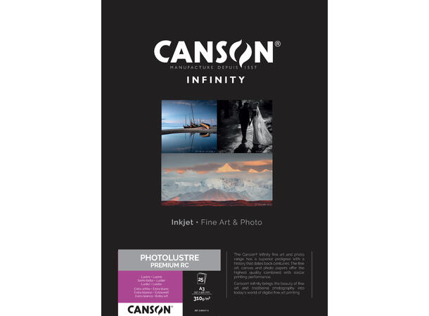 Canson Photo Lustre Premium RC A3 Pakken inneholder 25 ark, 310gsm