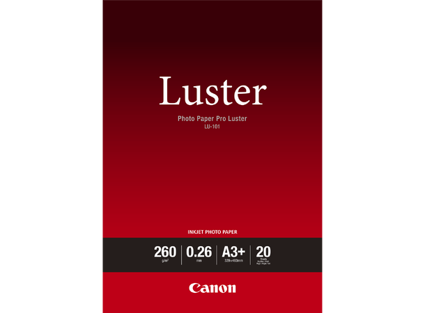 Canon Photo Paper PRO Luster A3+ Pakken inneholder 20 ark, 260gsm