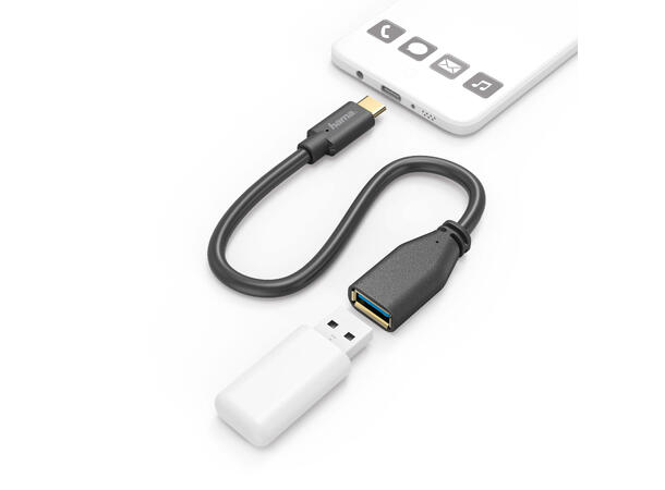 Hama OTG-kabel USB-C til USB-A hun svart 15 cm